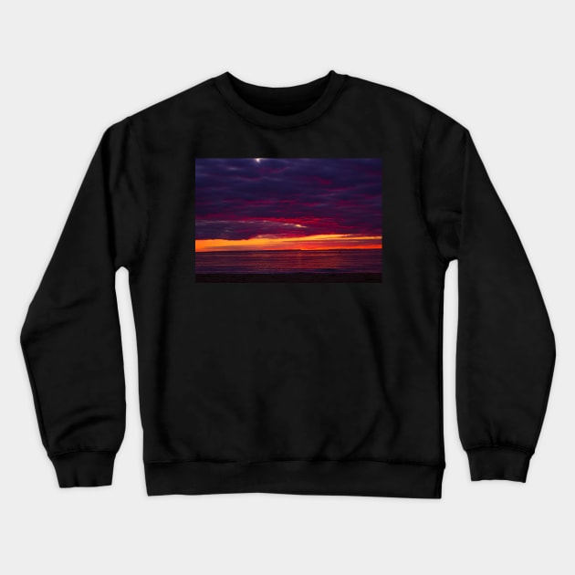 orange and purple lake sunset Crewneck Sweatshirt by designed by k